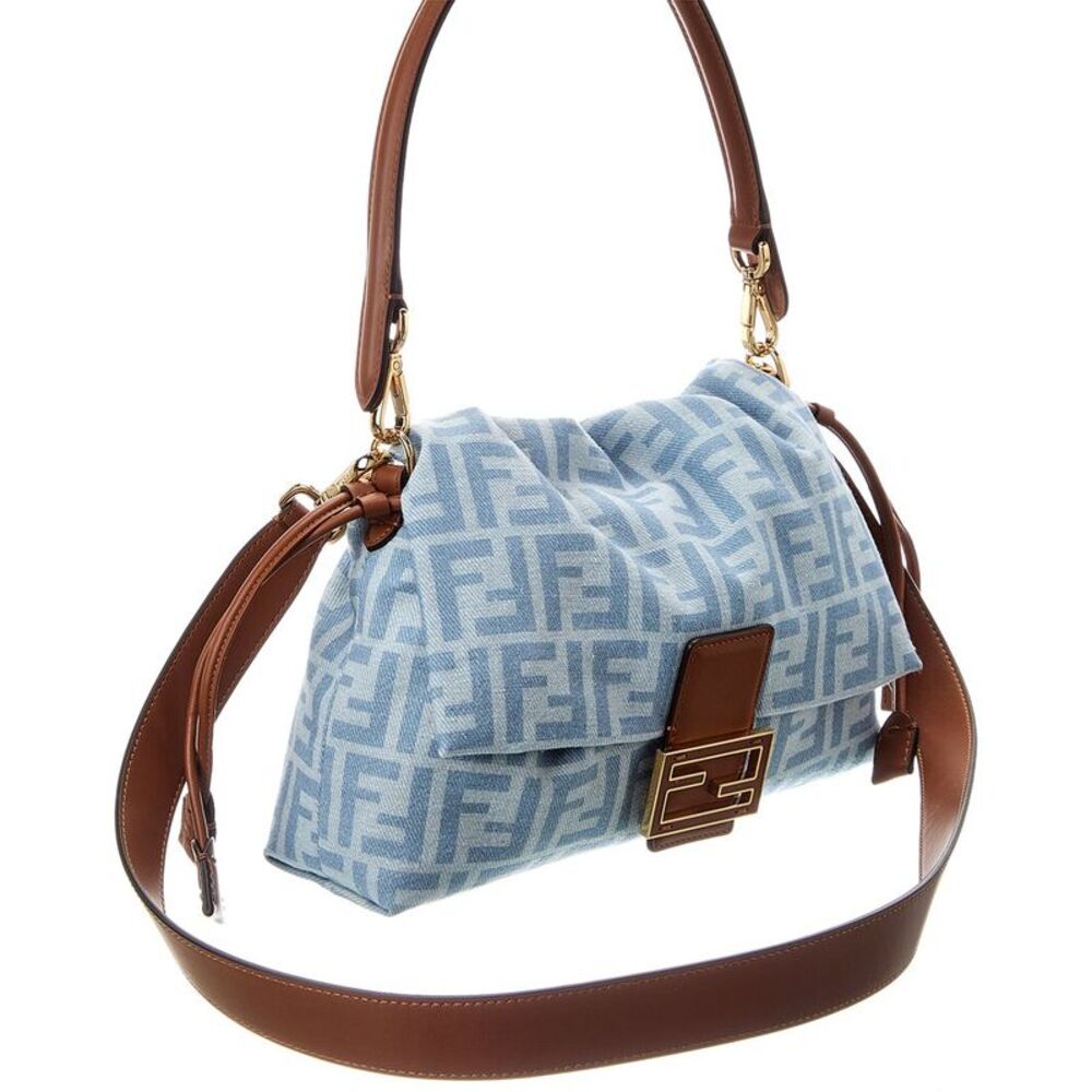 Fendi Mamma Baguette Medium Ff Denim & Leather Shoulder Bag, Blue - Picture 3 of 5